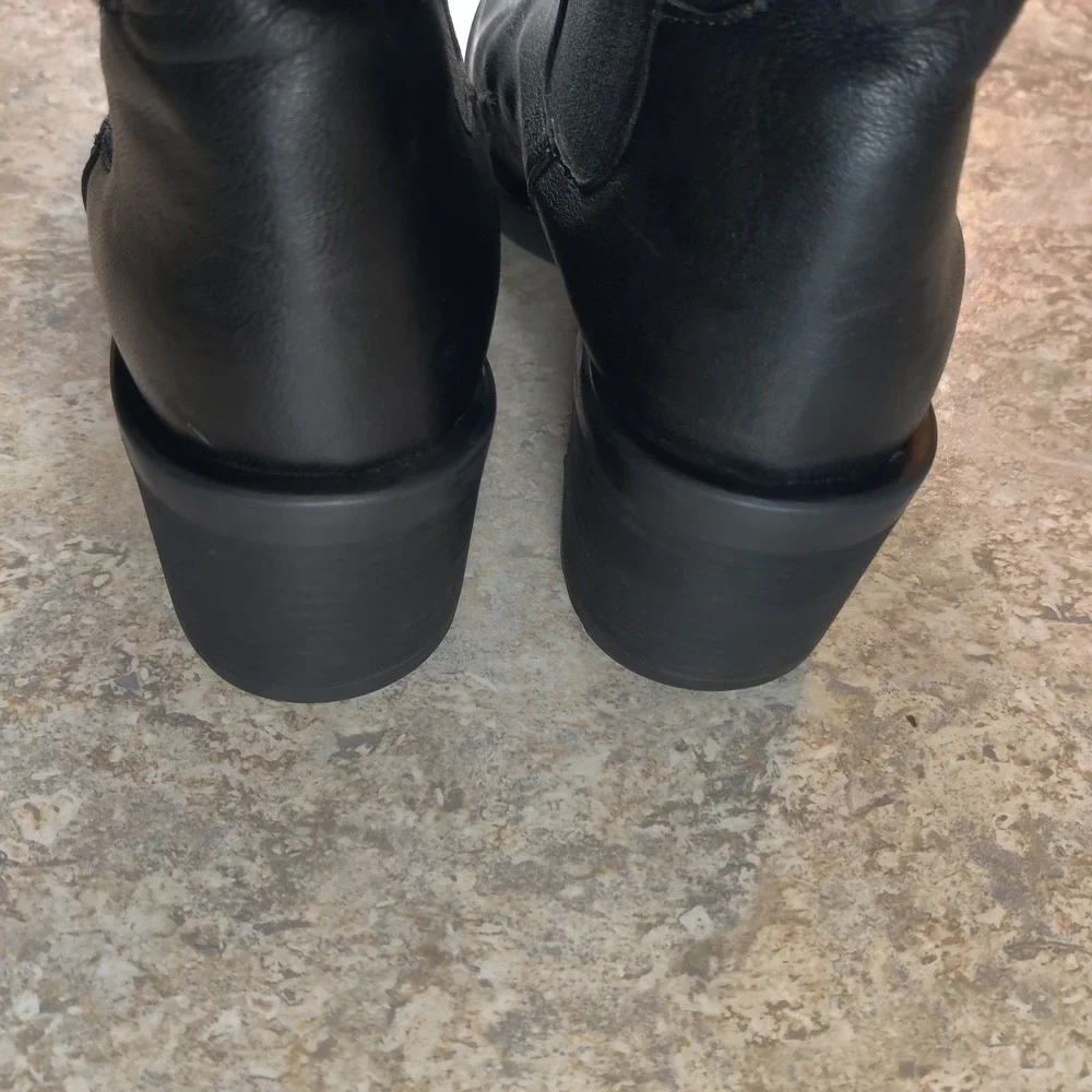Emanuele Crasto Mid Calf Black  Italian Leather Pull On‎ Boots Size 38 / 7.5 - 8